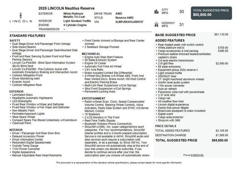 Used 2025 Lincoln Nautilus Reserve AWD/4WD image 48