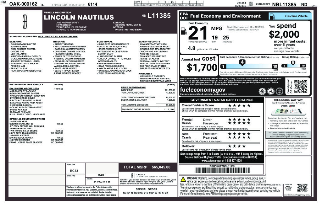 Used 2022 Lincoln Nautilus Reserve w/ Equipment Group 202A AWD/4WD image 8
