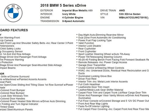 Used 2018 BMW 530i xDrive AWD/4WD image 17