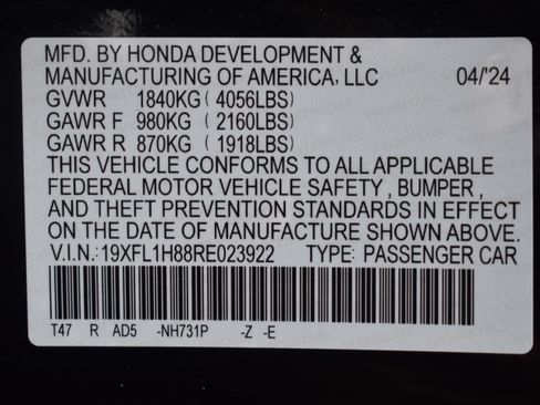 Certified 2024 Honda Civic Sport Touring image 42