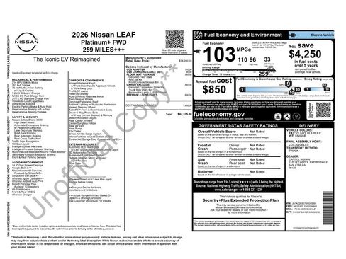 New 2026 Nissan Leaf Platinum+ w/ Cargo Package (Platinum+) image 39