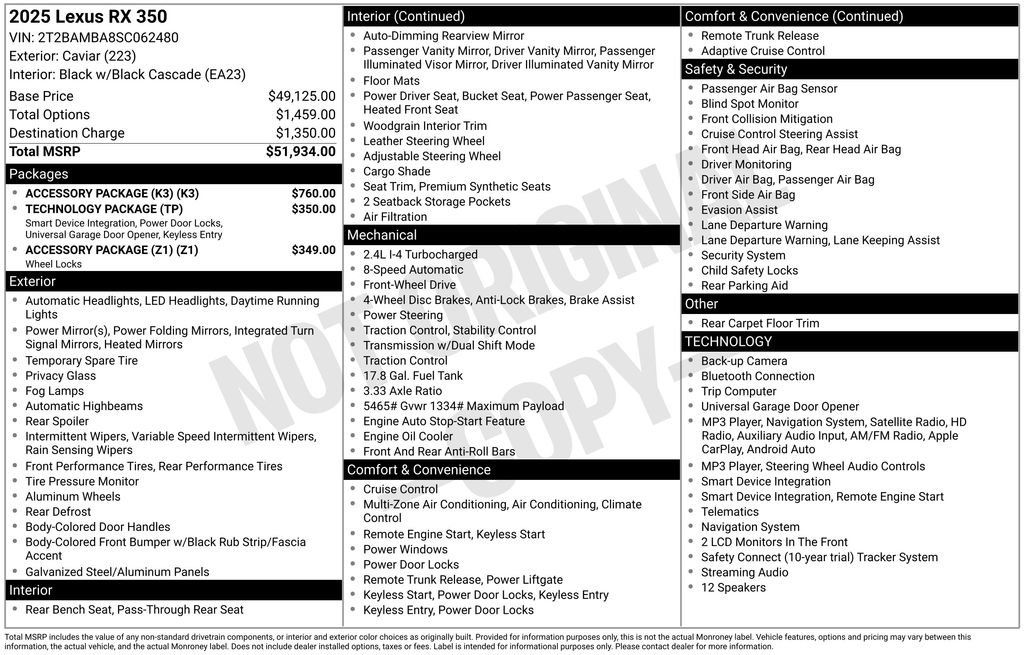 Used 2025 Lexus RX 350 FWD w/ Accessory Package (K3) image 24