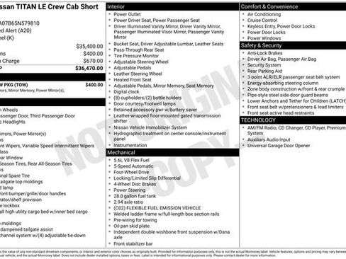 Used 2005 Nissan Titan LE w/ (T01) Tow Pkg image 3