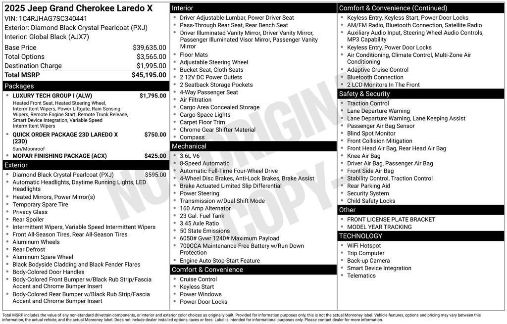 New 2025 Jeep Grand Cherokee Laredo X w/ Luxury Tech Group I AWD/4WD image 32