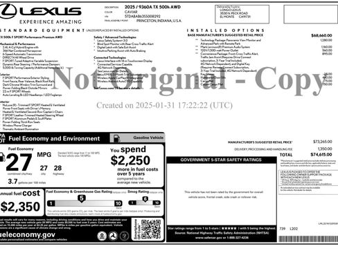 Used 2025 Lexus TX 500h AWD w/ Technology Package image 55