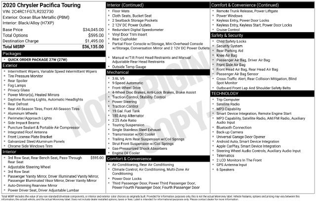 Used 2020 Chrysler Pacifica Touring FWD image 14