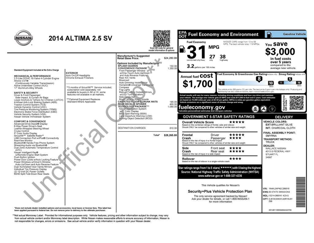 Used 2014 Nissan Altima 2.5 SV w/ Convenience Package FWD image 7