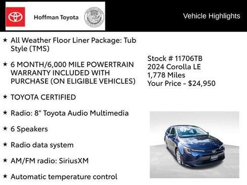 Used 2024 Toyota Corolla LE FWD image 8