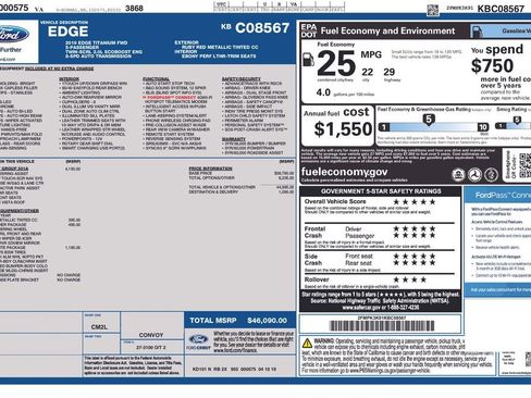 Used 2019 Ford Edge Titanium w/ Equipment Group 301A FWD image 2