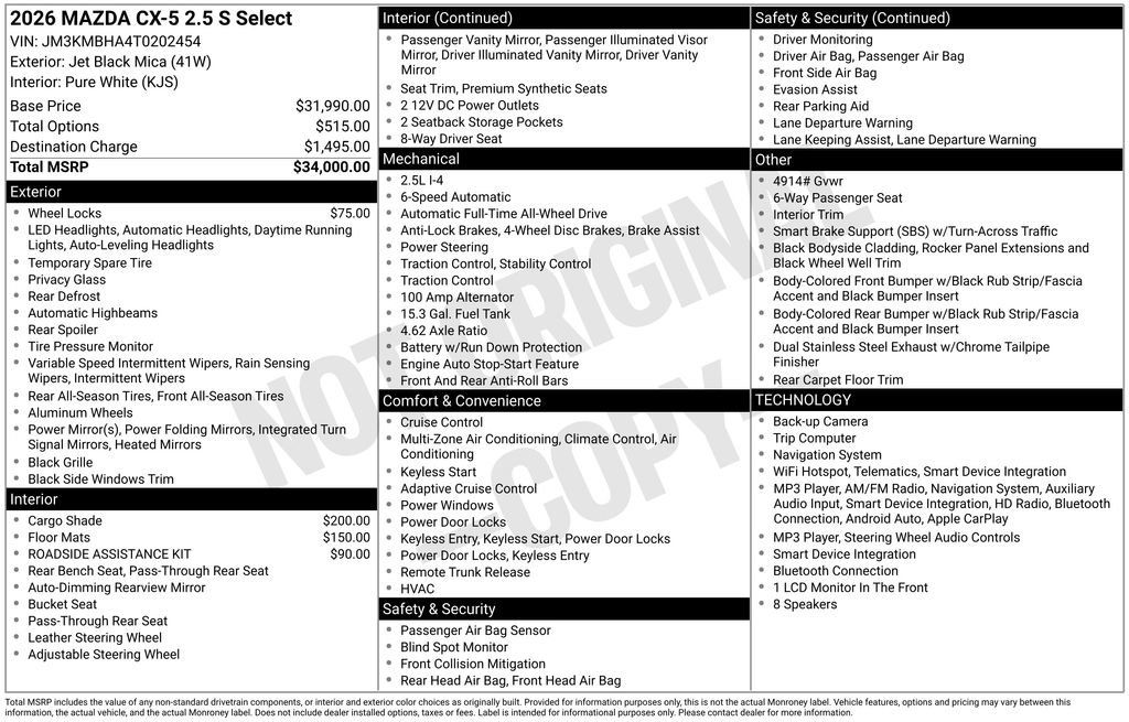 New 2026 MAZDA CX-5 Select AWD/4WD image 33