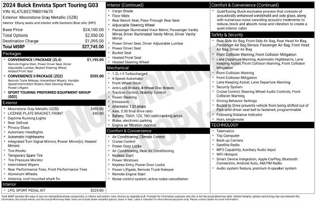 Used 2024 Buick Envista Sport Touring w/ Convenience I Package FWD image 3