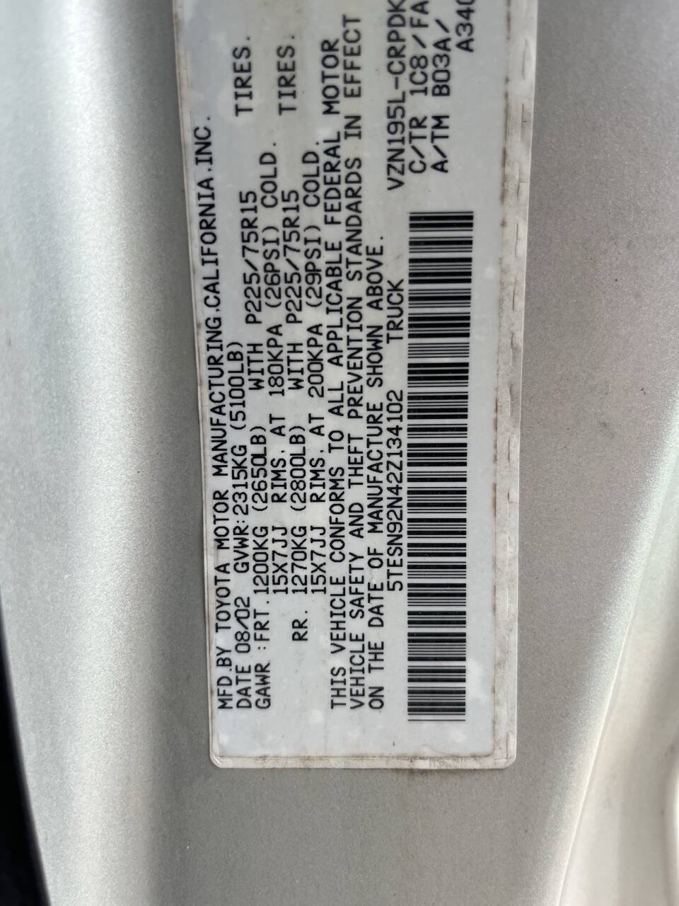 Used 2002 Toyota Tacoma PreRunner RWD image 19