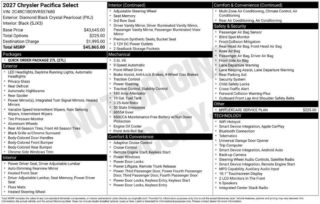 New 2027 Chrysler Pacifica Select FWD image 39