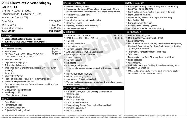 Used 2026 Chevrolet Corvette Stingray Coupe w/ 1LT RWD image 4