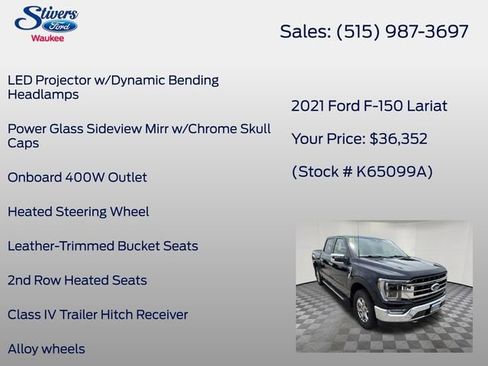 Used 2021 Ford F150 Lariat w/ Equipment Group 502A High AWD/4WD image 34