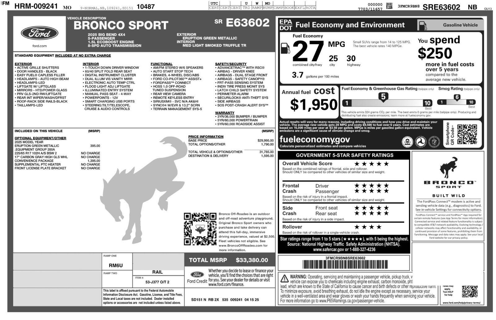 Used 2025 Ford Bronco Sport Big Bend w/ Convenience Package AWD/4WD image 51