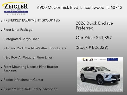 New 2026 Buick Enclave Preferred w/ LPO, Floor Liner Package FWD image 6