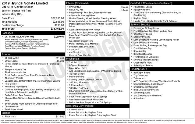 Used 2019 Hyundai Sonata Limited w/ Ultimate Package 04 FWD image 17