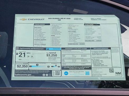 New 2026 Chevrolet Colorado W/T w/ WT Custom Package image 18