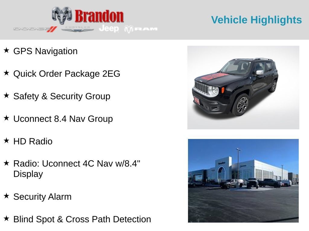 Used 2018 Jeep Renegade Limited w/ UConnect 8.4 Nav Group AWD/4WD image 2