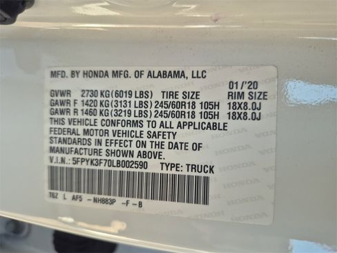 Certified 2020 Honda Ridgeline RTL-E image 26