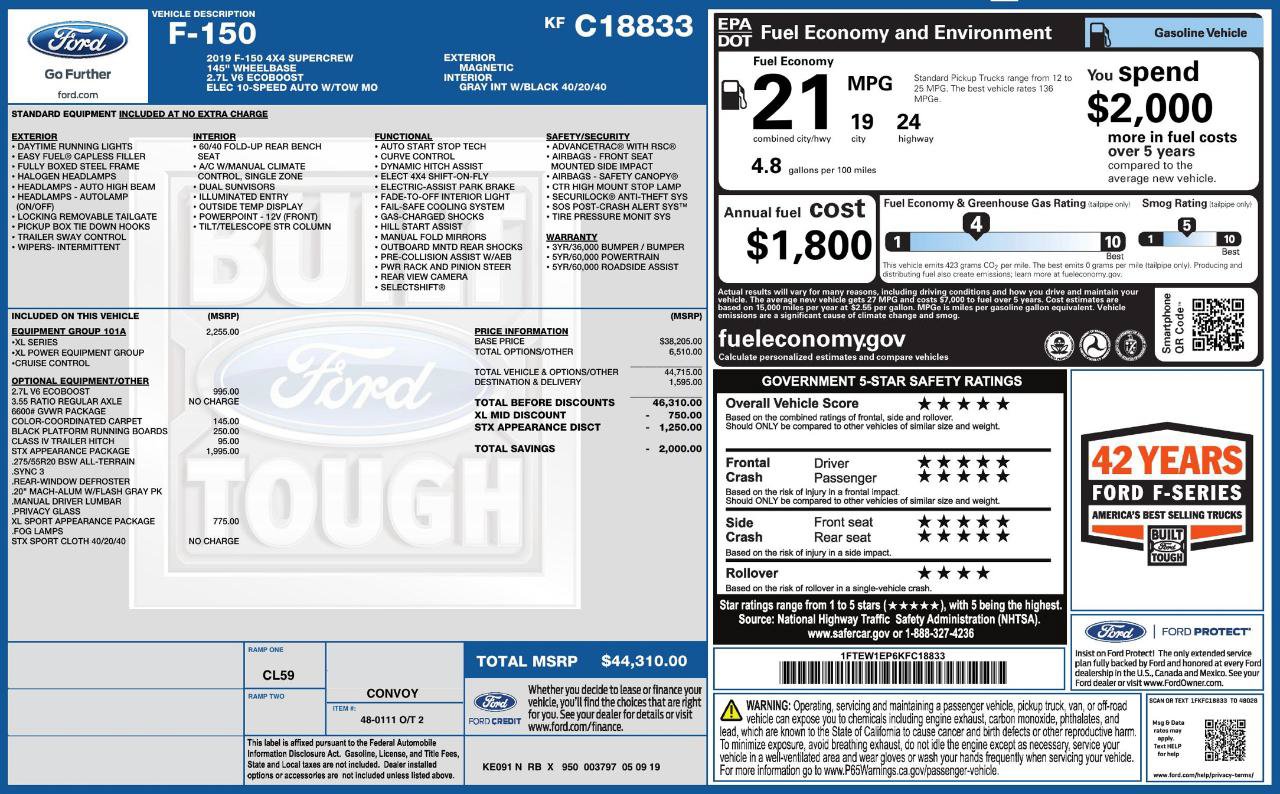 Used 2019 Ford F150 XL w/ Equipment Group 101A Mid AWD/4WD image 10
