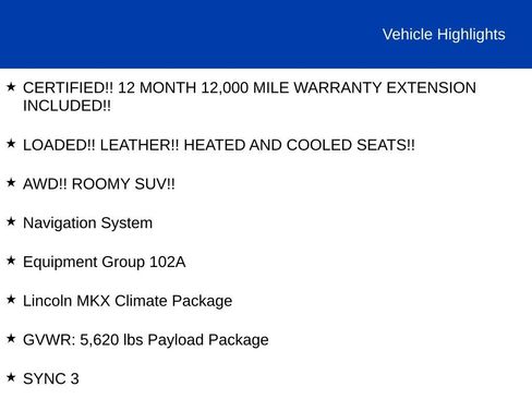 Used 2017 Lincoln MKX Reserve w/ Lincoln MKX Climate Package AWD/4WD image 2
