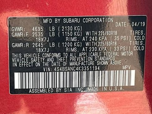 Used 2019 Subaru Outback 2.5i Limited image 35