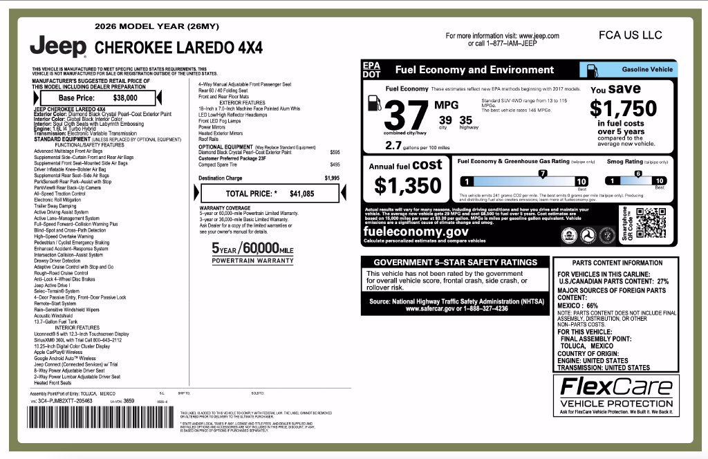 New 2026 Jeep Cherokee Laredo AWD/4WD image 2