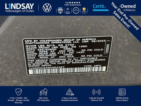 Used 2022 Volkswagen Atlas SE image 30