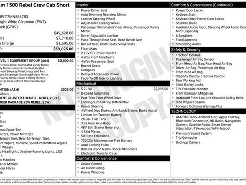 Used 2021 RAM 1500 Rebel w/ Rebel Level 1 Equipment Group AWD/4WD image 36