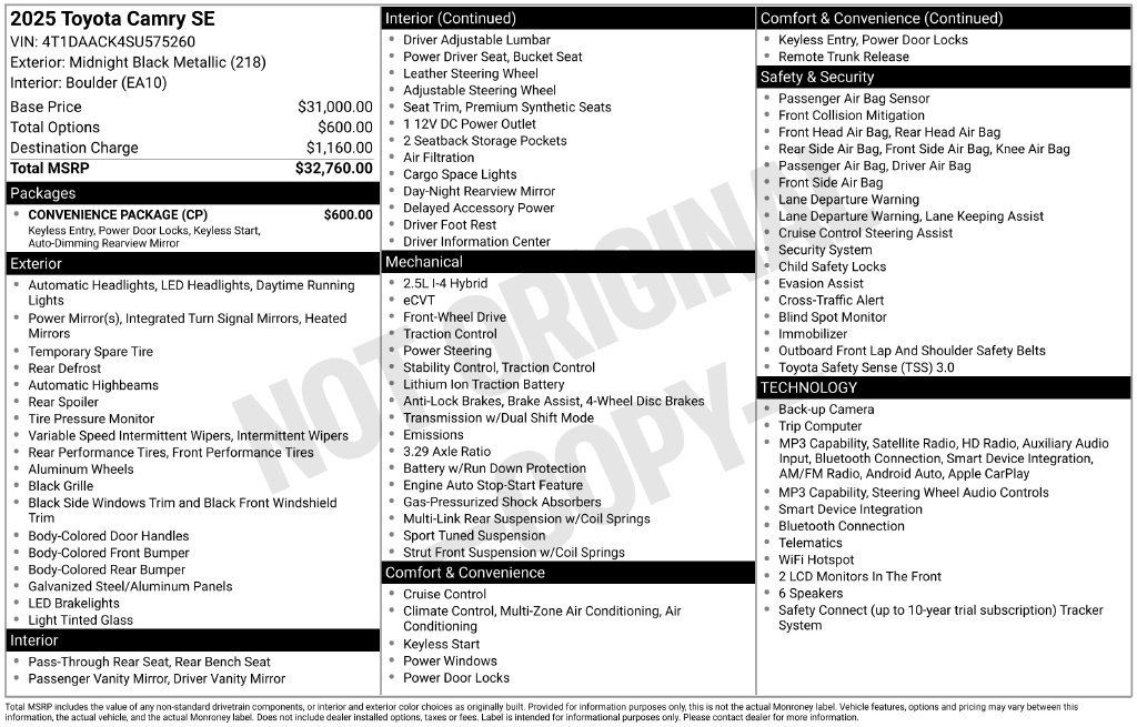 Used 2025 Toyota Camry SE w/ Convenience Package FWD image 39