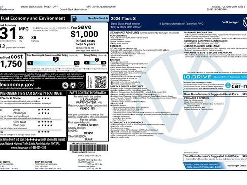 Used 2024 Volkswagen Taos S FWD image 3