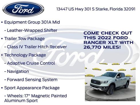 Certified 2022 Ford Ranger XLT w/ Equipment Group 301A Mid RWD image 22