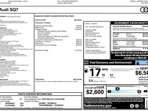 Used 2022 Audi SQ7 Prestige w/ Prestige Package image 2