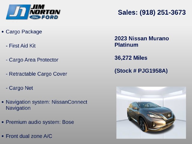 Used 2023 Nissan Murano Platinum w/ Cargo Package FWD image 8