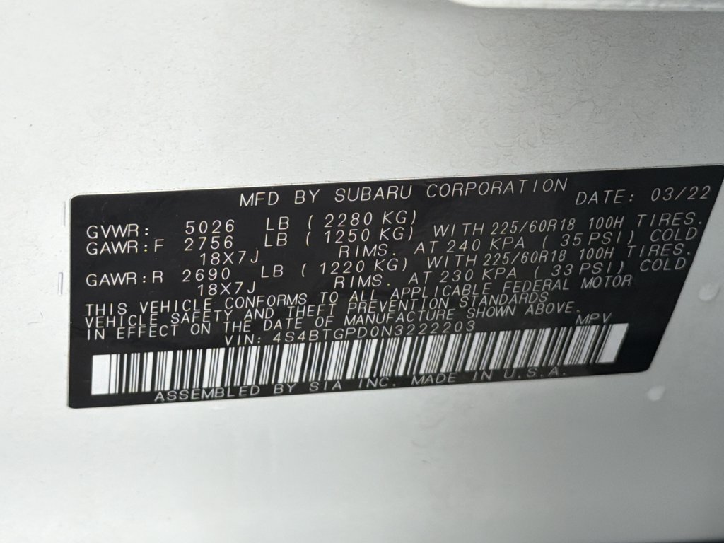 Certified 2022 Subaru Outback Touring XT AWD/4WD image 34