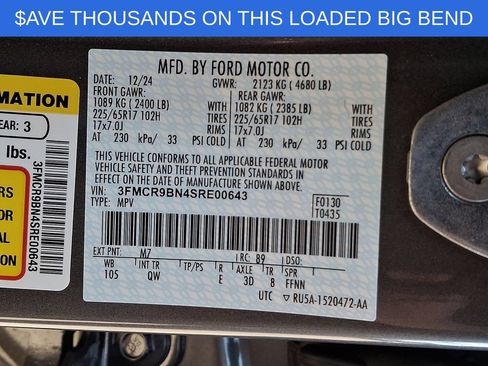 Used 2025 Ford Bronco Sport Big Bend w/ Convenience Package AWD/4WD image 27