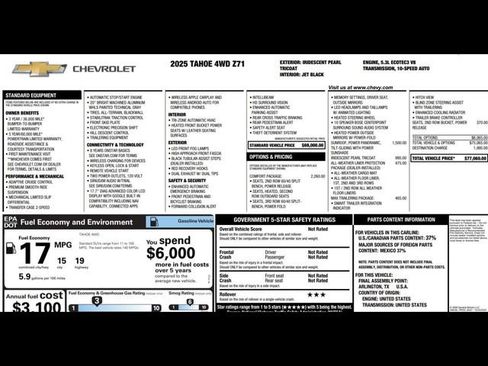 Used 2025 Chevrolet Tahoe Z71 w/ Comfort Package AWD/4WD image 3