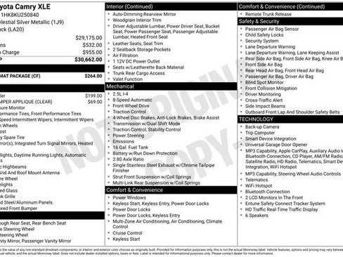 Used 2019 Toyota Camry XLE w/ Carpet Mat Package FWD image 4