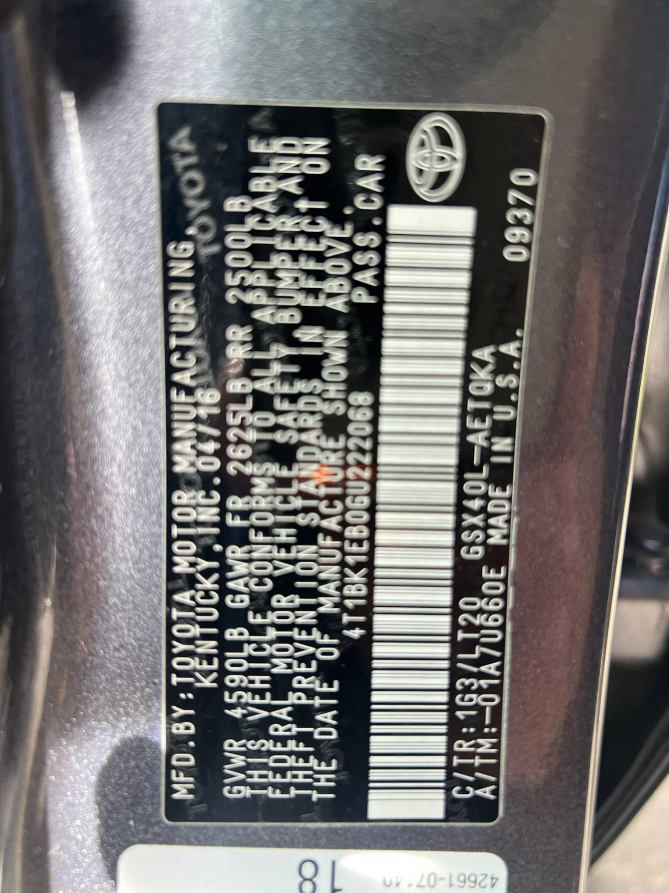 Used 2016 Toyota Avalon Touring w/ Protection Package FWD image 33