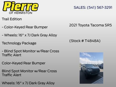 Used 2021 Toyota Tacoma SR5 w/ Trail Edition AWD/4WD image 6