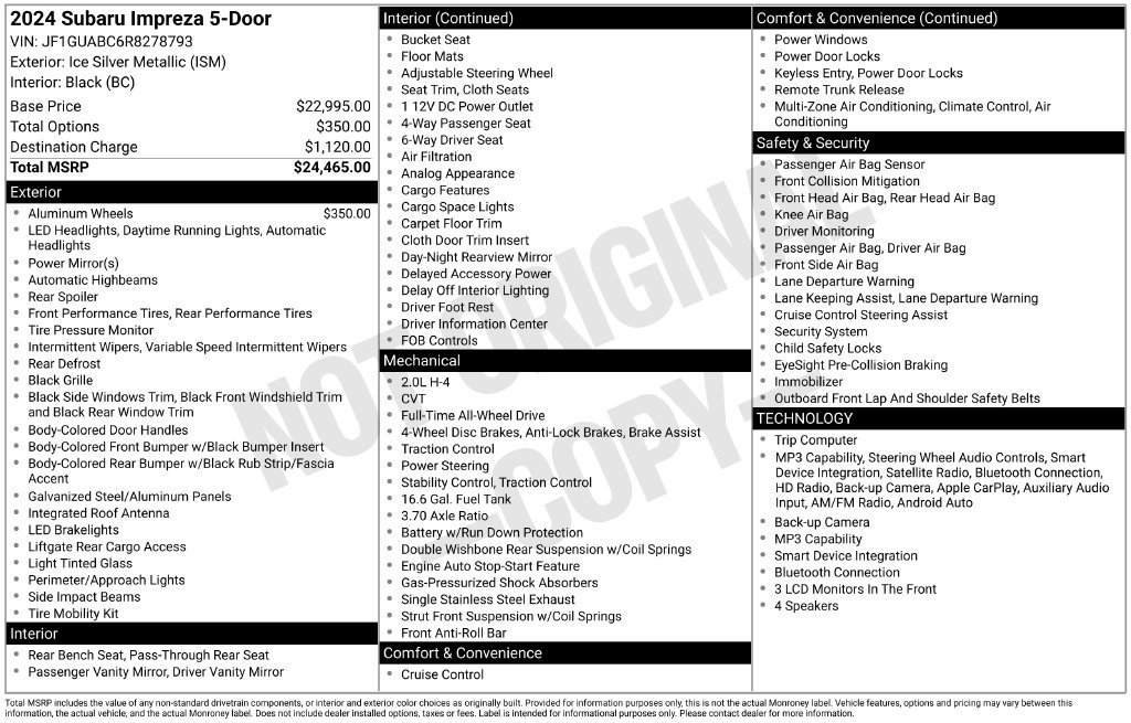 Certified 2024 Subaru Impreza 2.0i AWD/4WD image 13