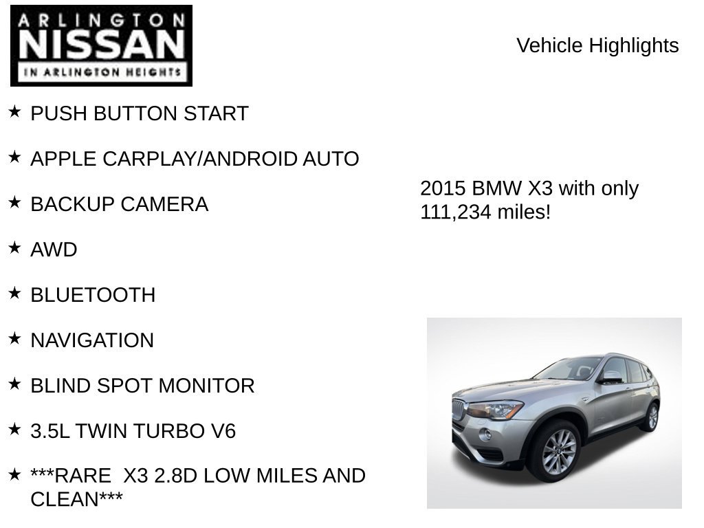 Used 2015 BMW X3 xDrive28d AWD/4WD image 8