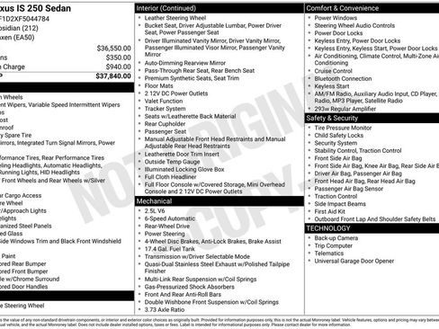Used 2015 Lexus IS 250 image 6