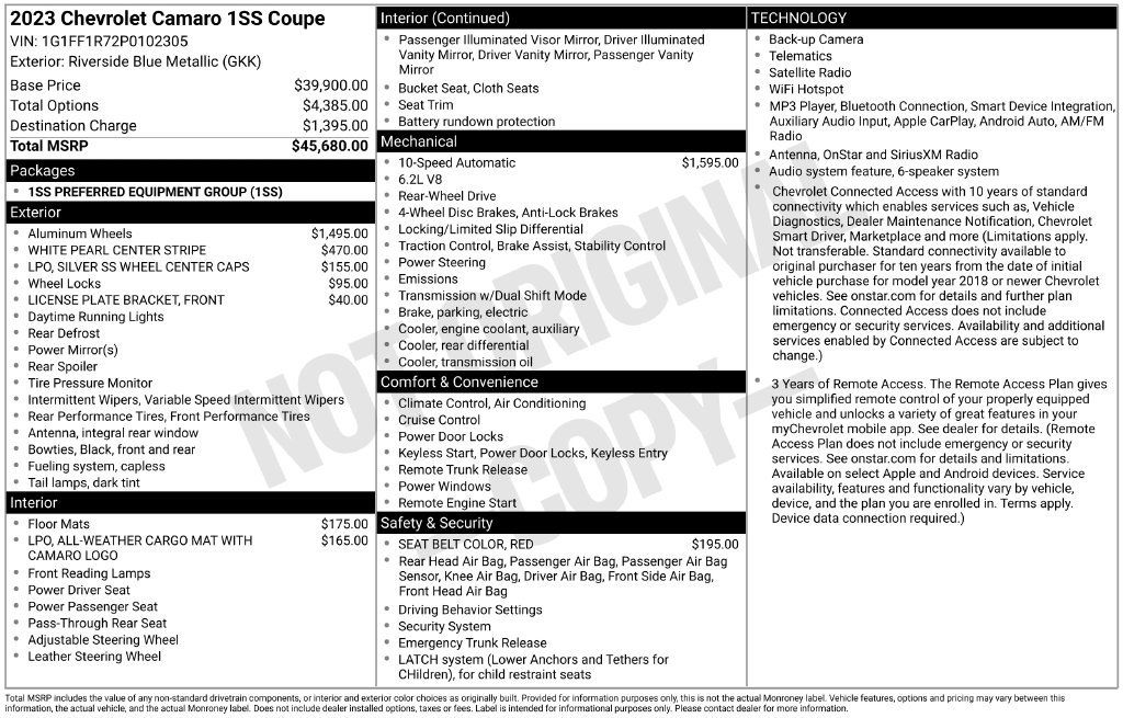 Used 2023 Chevrolet Camaro SS RWD image 6