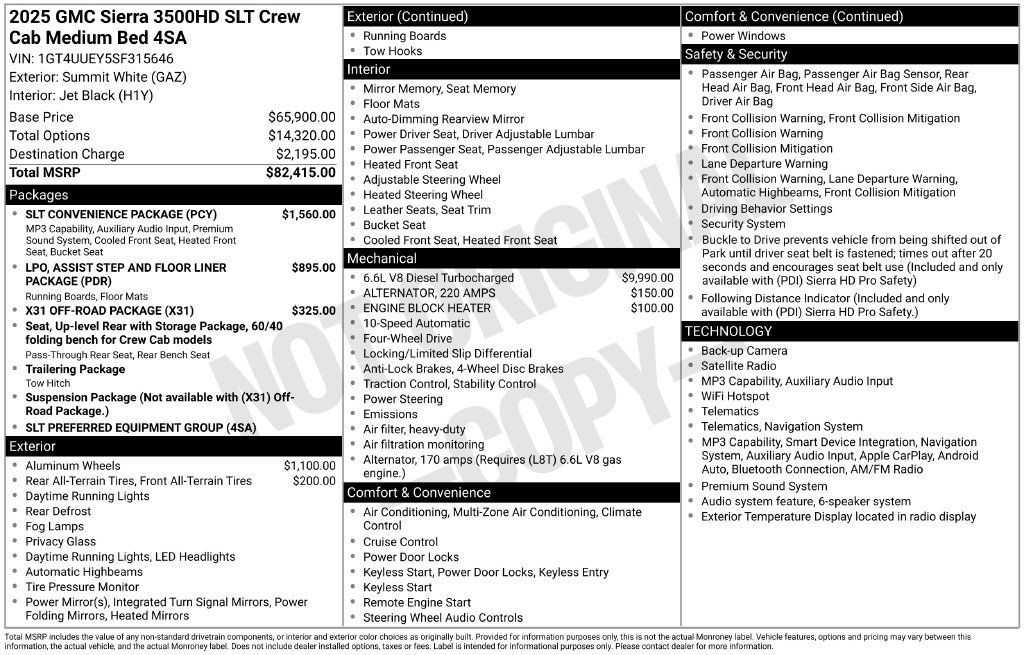 Used 2025 GMC Sierra 3500 SLT w/ SLT Convenience Package AWD/4WD image 3