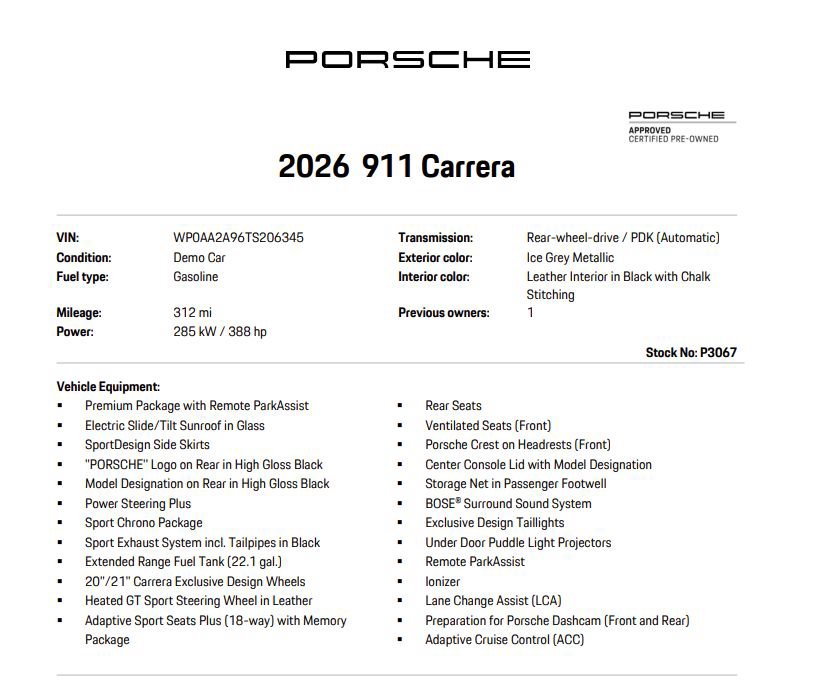 Certified 2026 Porsche 911 Carrera RWD image 6
