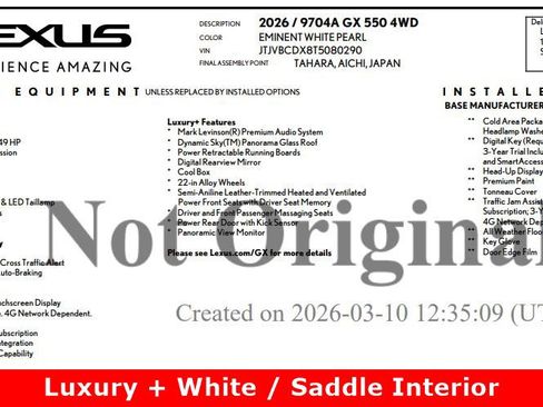 Used 2026 Lexus GX 550 w/ Cold Area Package AWD/4WD image 1