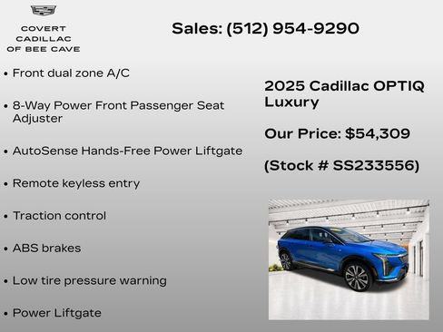 New 2025 Cadillac Optiq Luxury 2 w/ LPO, Floor Liner Package AWD/4WD image 21